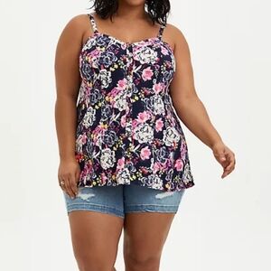 🆕 3X NAVY FLORAL RAYON FIT & FLARE CAMI